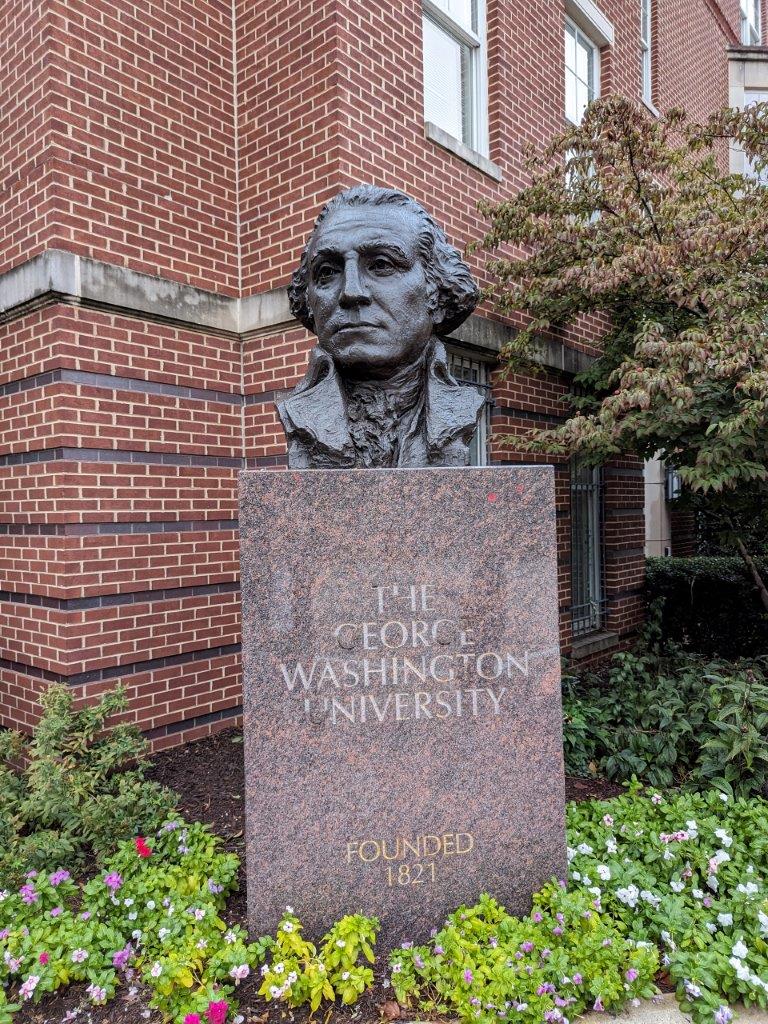 Statue of George Washington at George Washington University in Washington