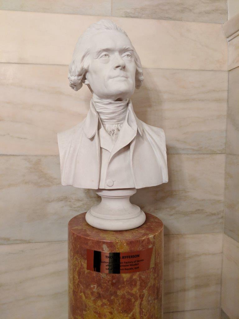 Thomas Jefferson bust in the White House ground floor hall
